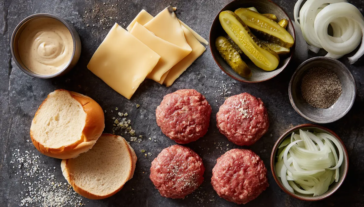 Ingrédients pour deux burgers