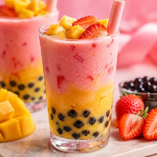 Bubble tea maison mangue-fraise