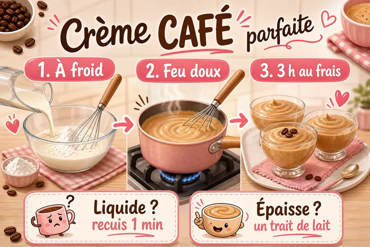 Infographie pour réussir la texture d'une crème dessert café maison