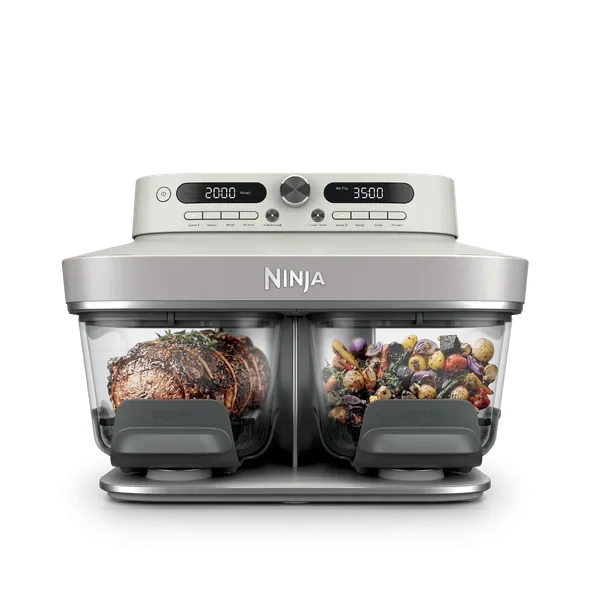 Ninja CRISPi DualZone DD102 avec ses deux contenants en verre de 3,8 litres